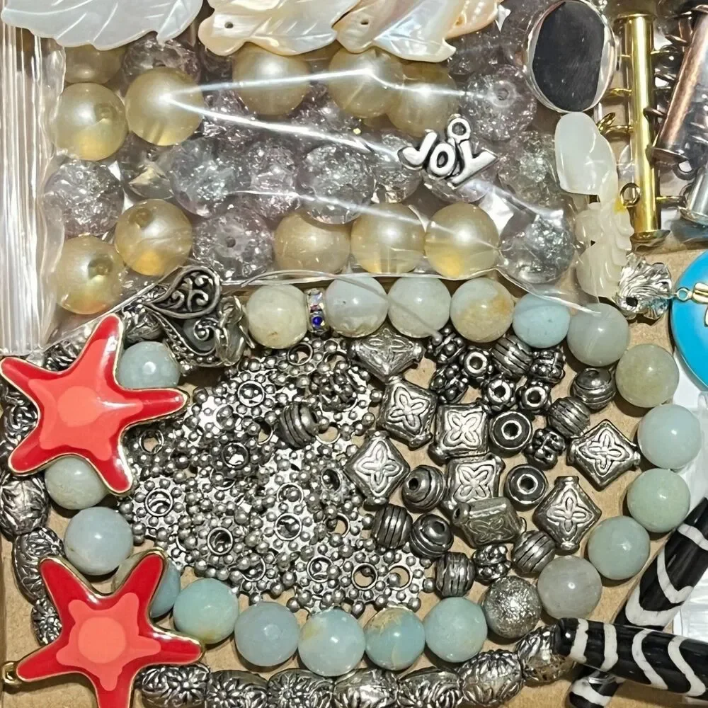 Lot Beads Jewelry Supplies Variety Glass Stone Shell MOP Metal Findings Charms